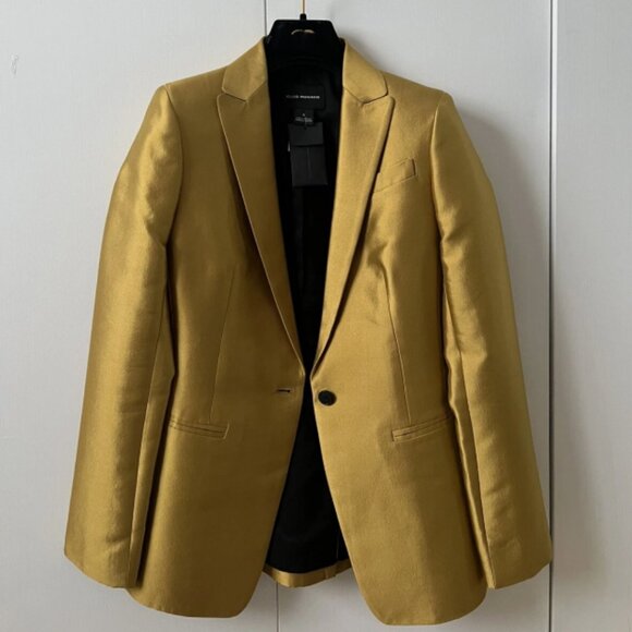 Club Monaco Wool Silk Metallic Gold Blazer Size 4 - Picture 1 of 7